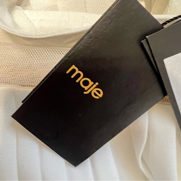 MAJE Lemia Pleated Overlay Blouse Illusion Ecru White Size S - Picture 10 of 13